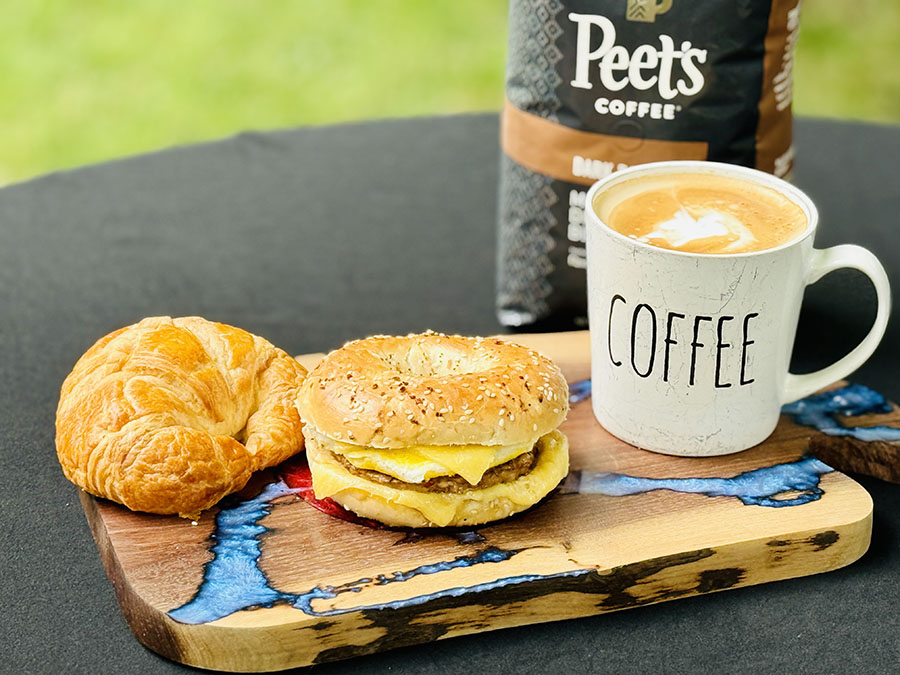 Breakfast Sanga with a Peets Cafe Latte